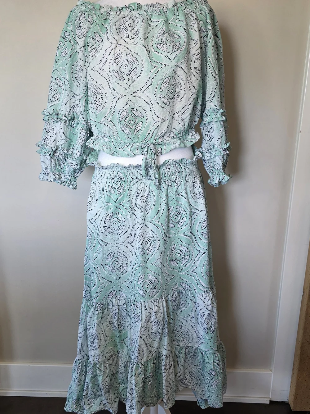 LC Lauren Conrad Cottagecore Two Piece Maxi Skirt & Ruffle Top Set M/L